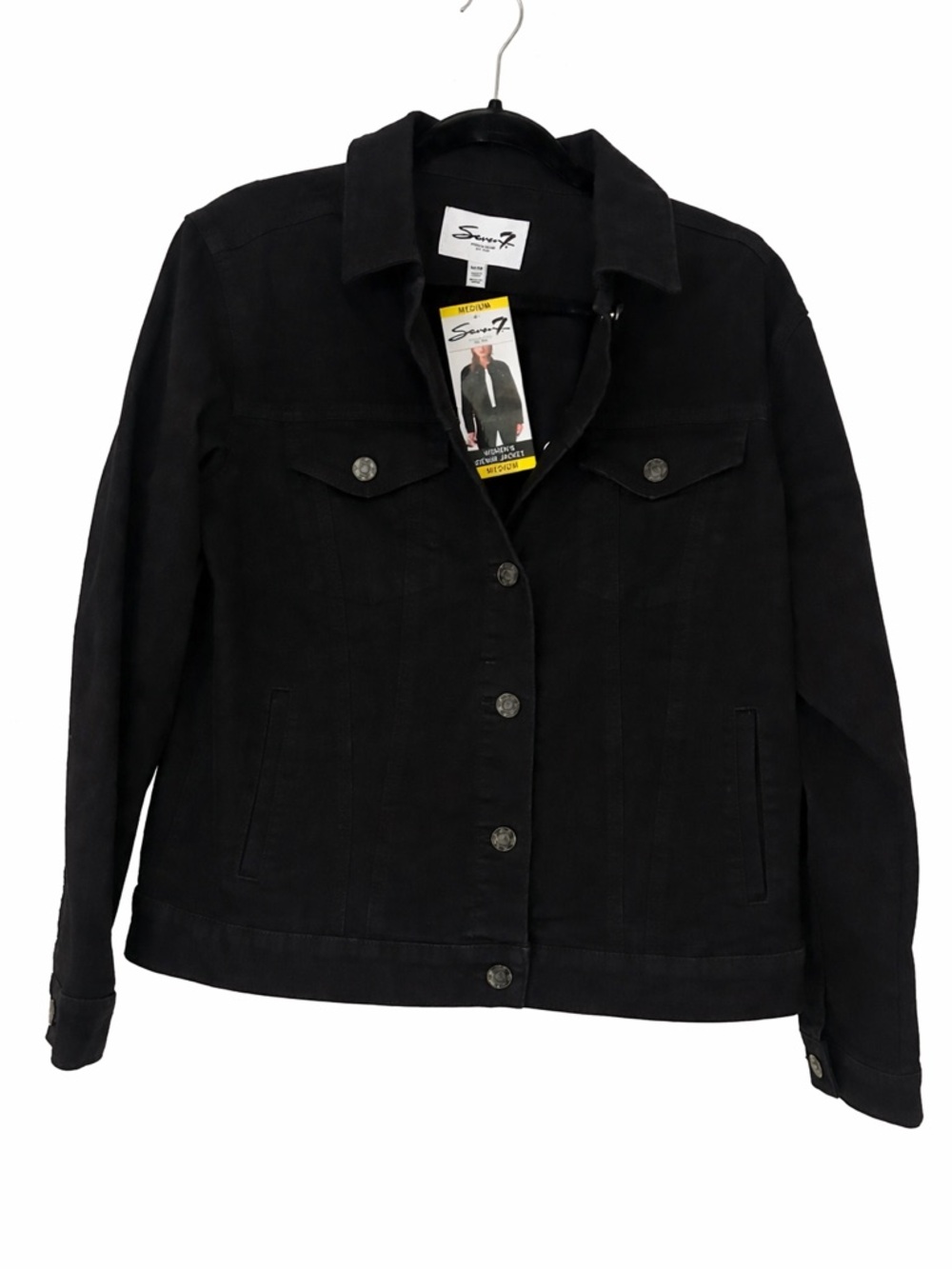 Seven7 Women's Black Button-Front Denim Jacket